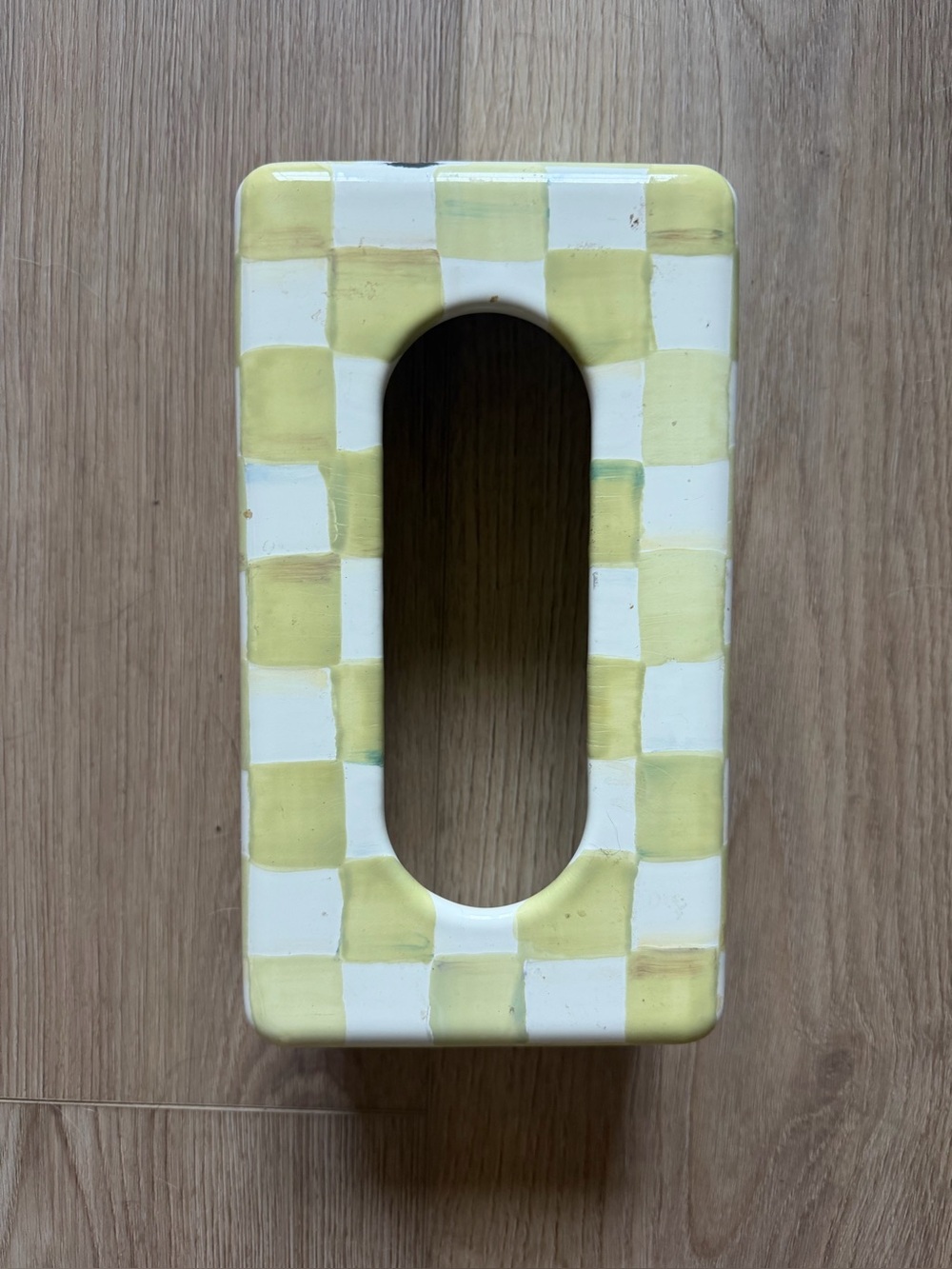 Parchment Check Ceramic Tissue Box Cover by Mackenzie-Childs